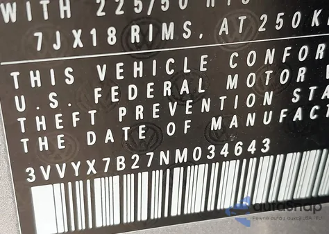 2022 Volkswagen Taos 1.5T Se from USA, damaged, VIN 3VVYX7B27NM034643